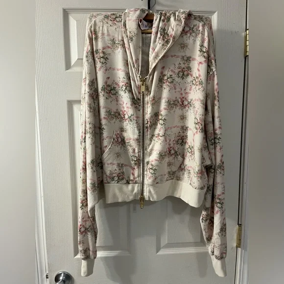 Selkie + Free People Floral Zip-Front Women's Hoodie Size Medium - Picture 1 of 10